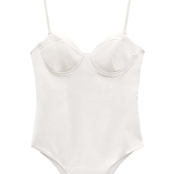 White CORSET STYLE SATIN BODY REF. 4661/053 Size: M - Picture 2 of 2